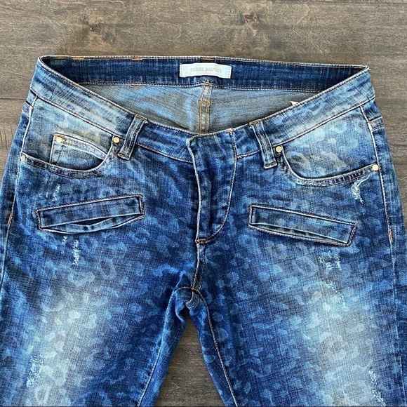 PIERRE BALMAIN Leopard Print Skinny Distress Jeans - Picture 4 of 16